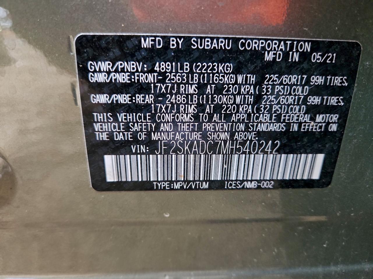 2021 SUBARU FORESTER