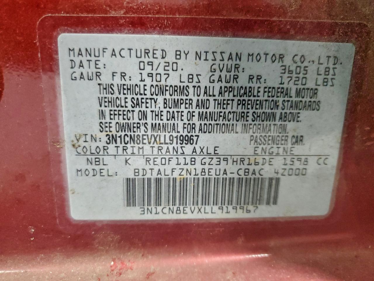2020 NISSAN VERSA