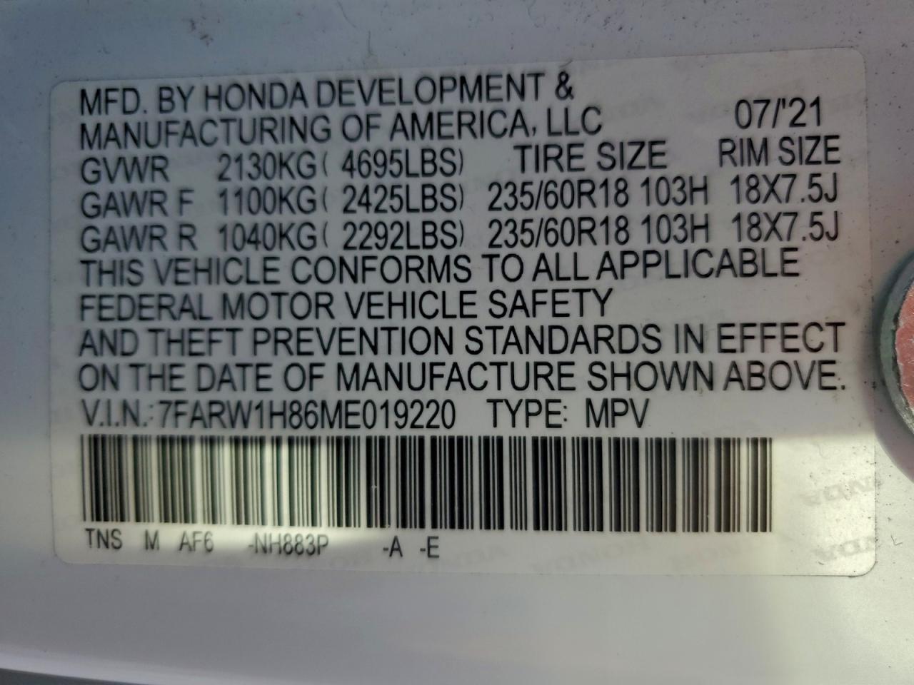 2021 HONDA CR-V