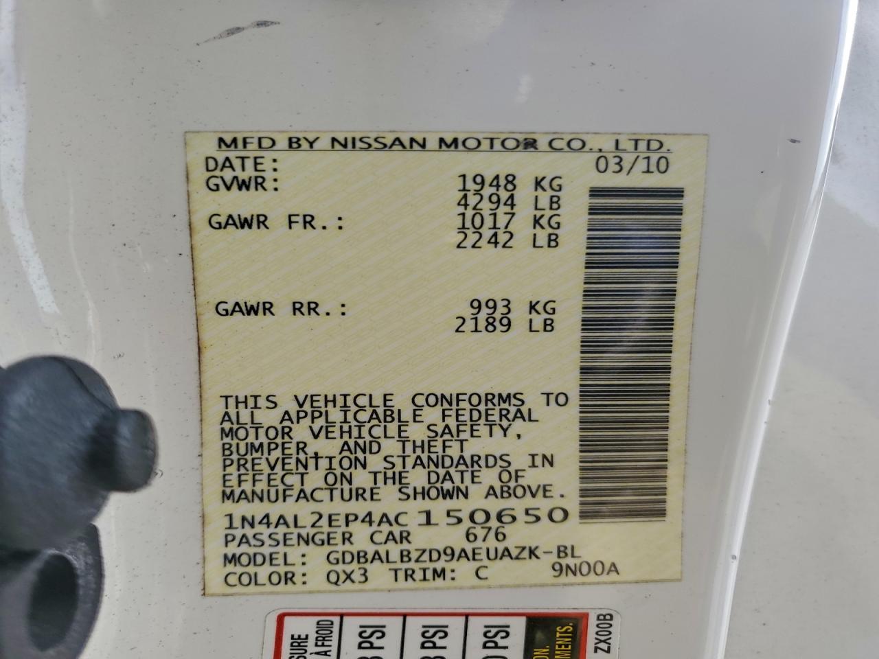 2010 NISSAN ALTIMA