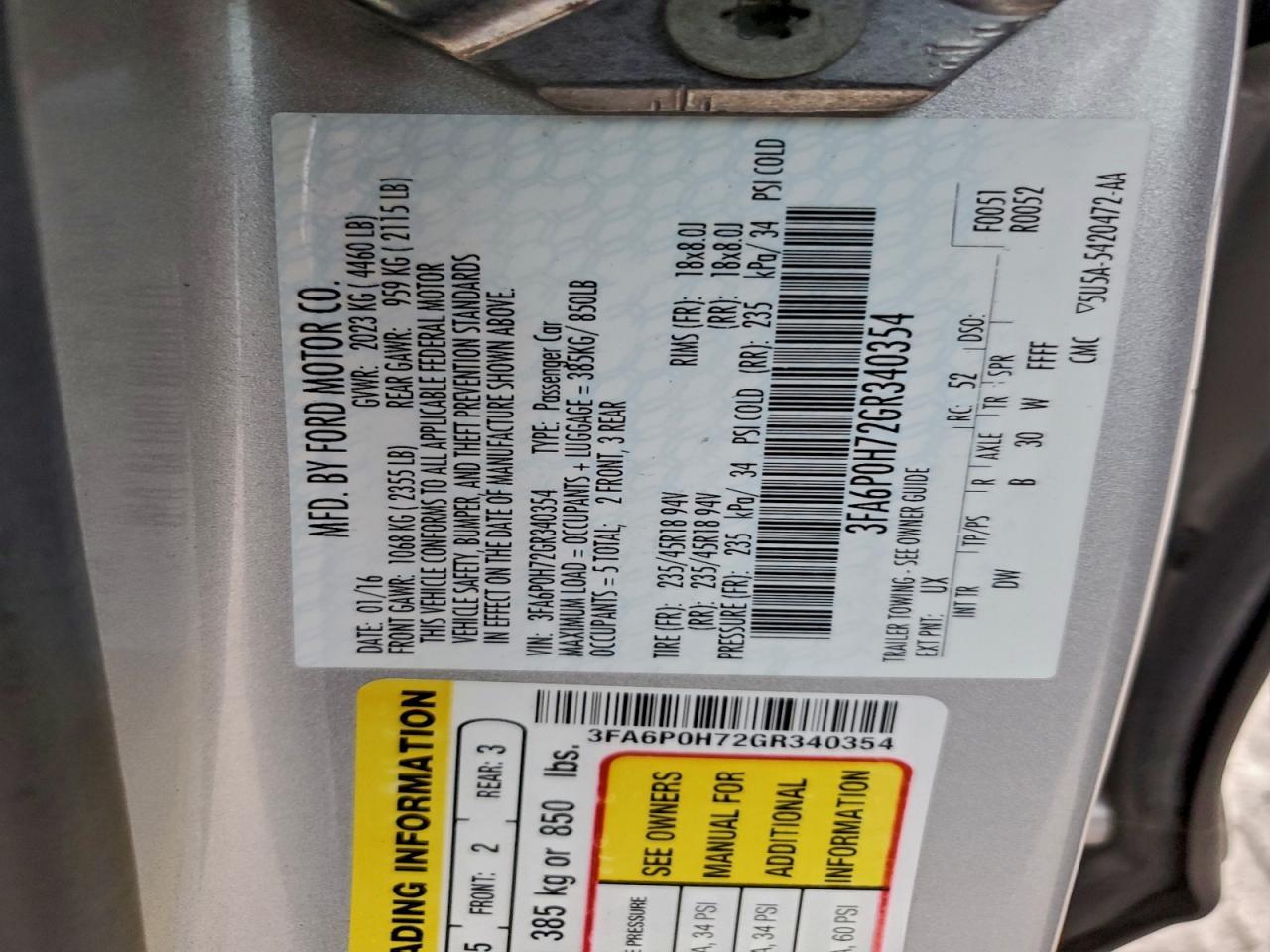 2016 FORD FUSION