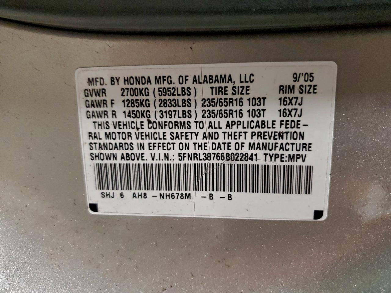 2006 HONDA ODYSSEY