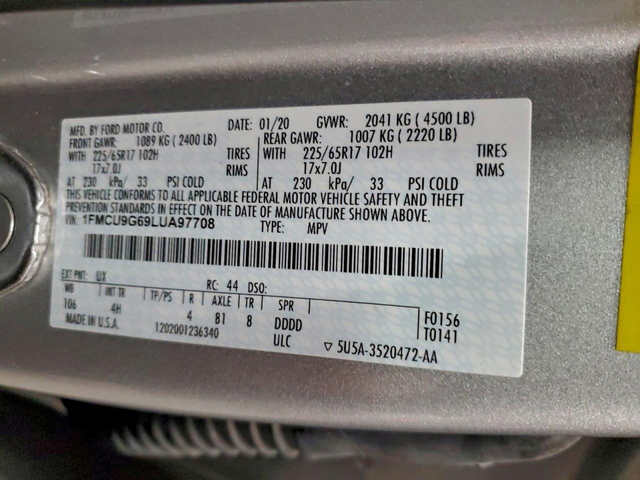 2020 FORD ESCAPE