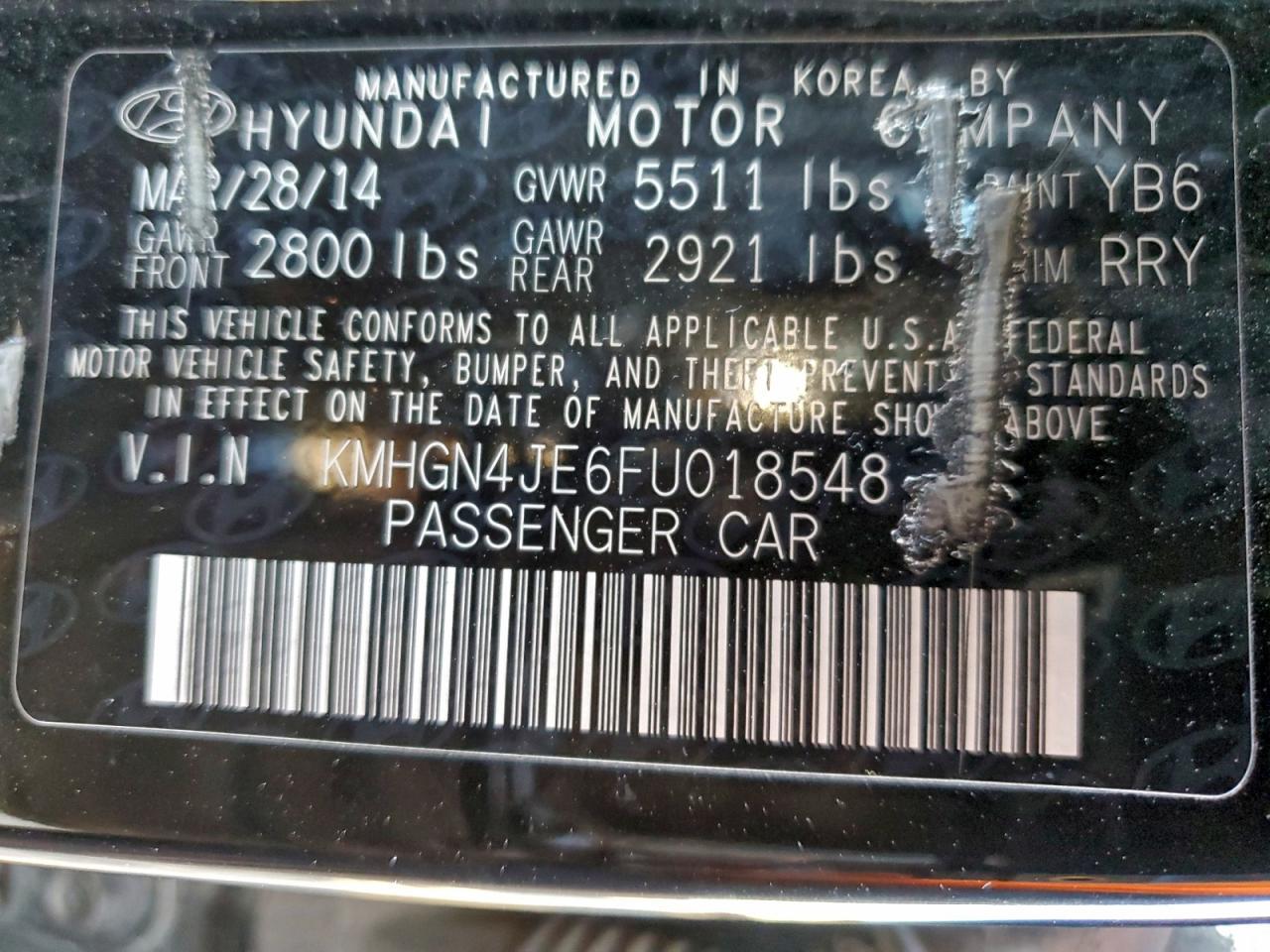 2015 HYUNDAI GENESIS