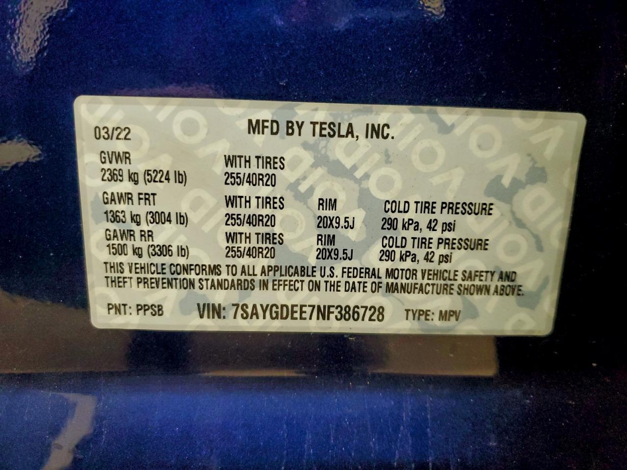 2022 TESLA MODEL Y