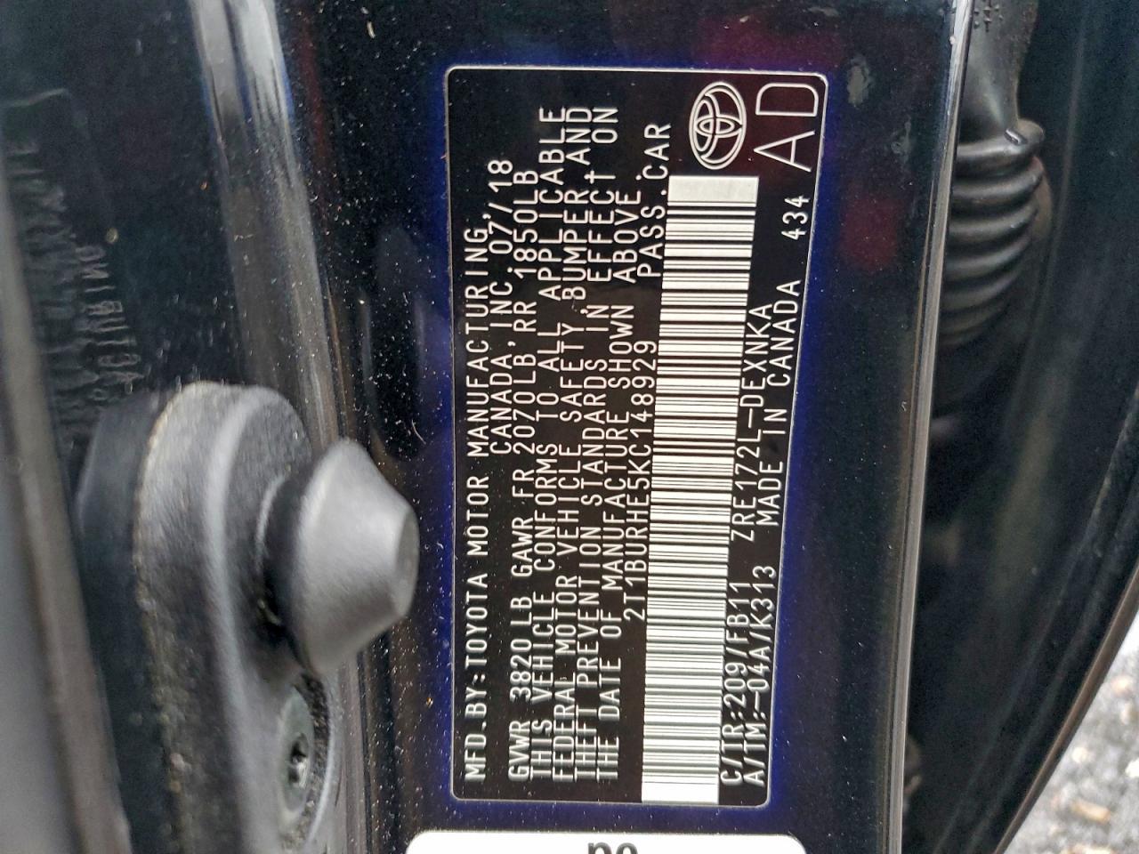 2019 TOYOTA COROLLA