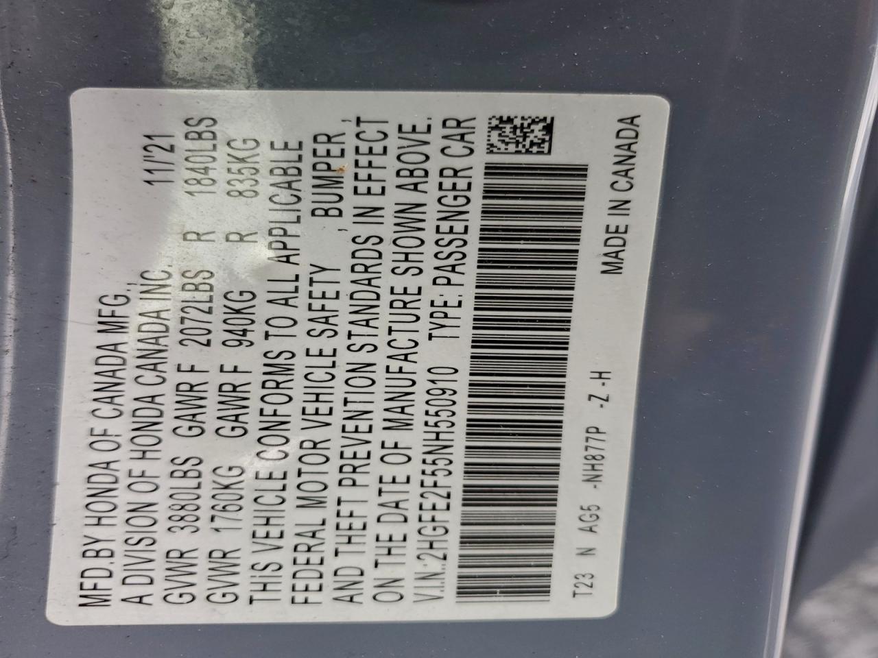 2022 HONDA CIVIC
