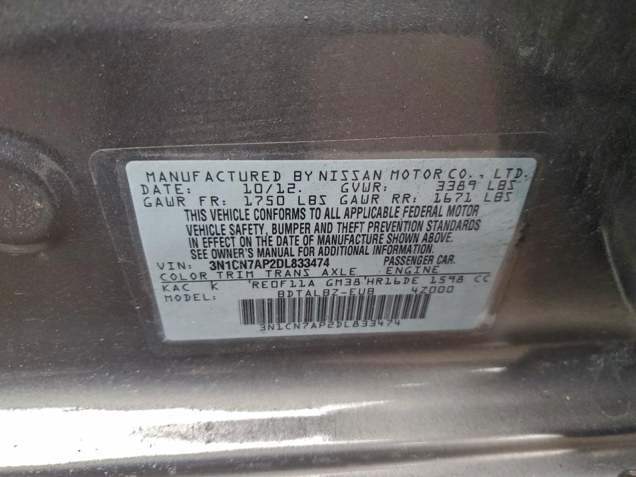2013 NISSAN VERSA
