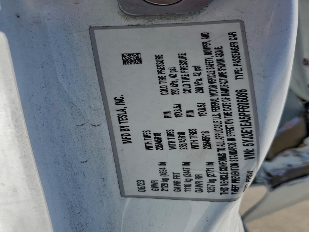 2023 TESLA MODEL 3