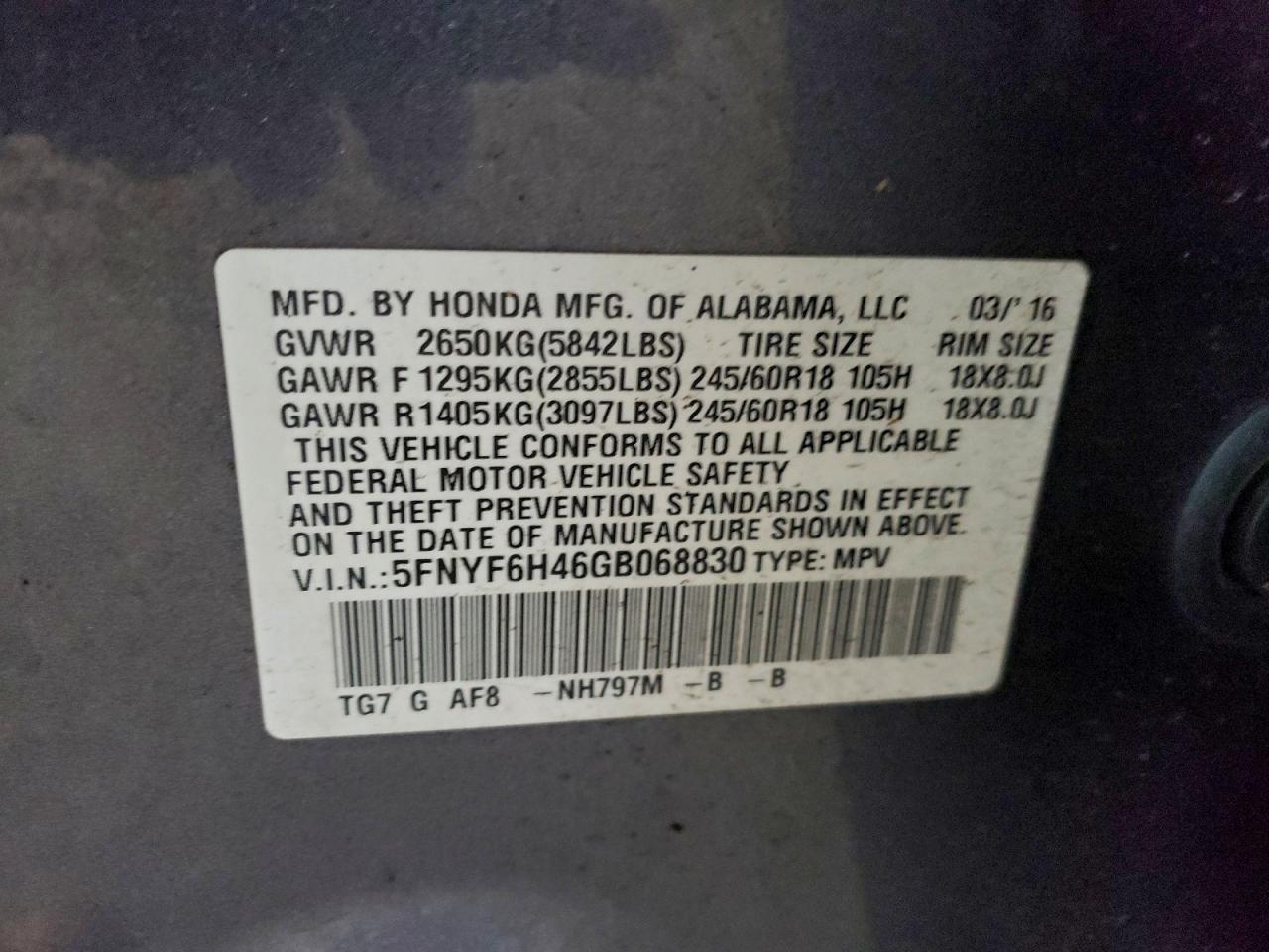 2016 HONDA PILOT