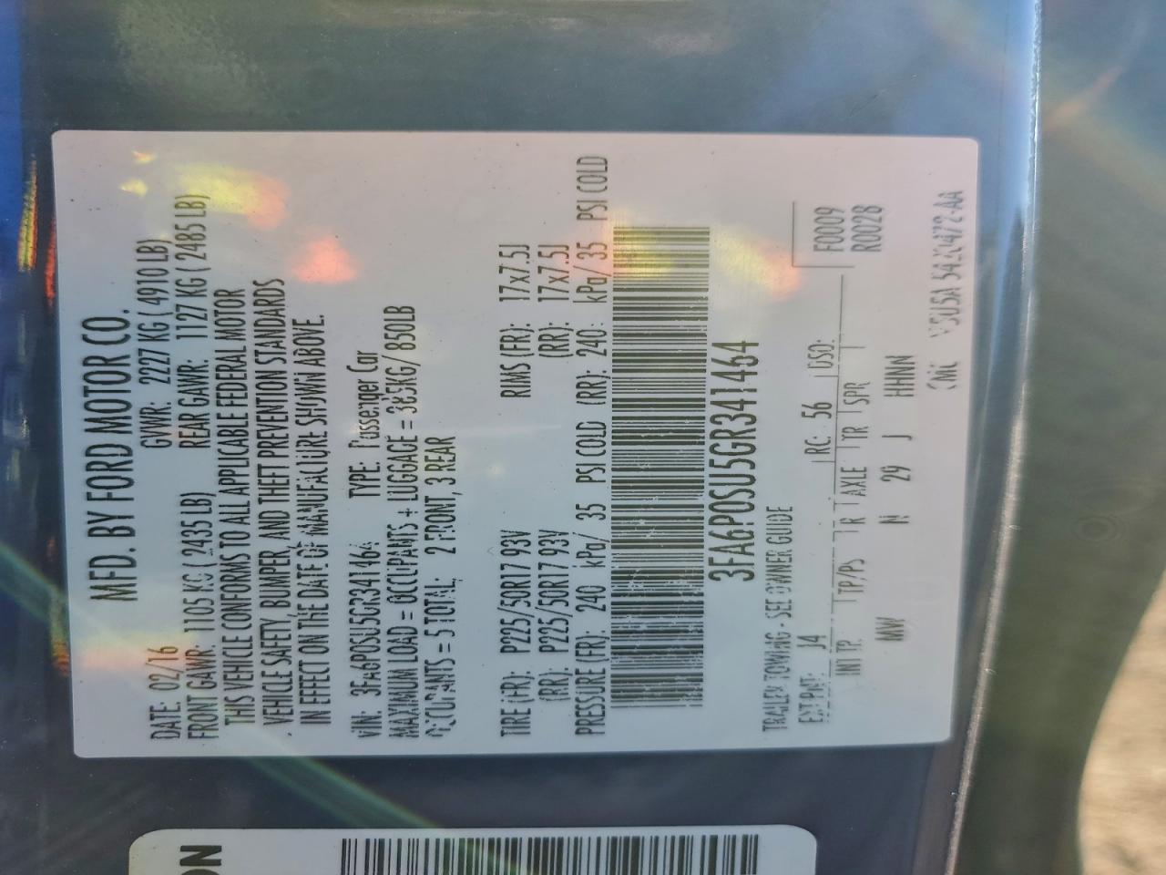 2016 FORD FUSION
