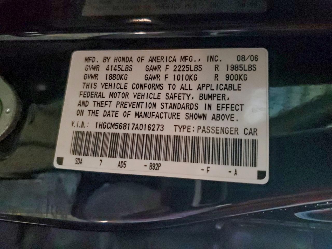 2007 HONDA ACCORD