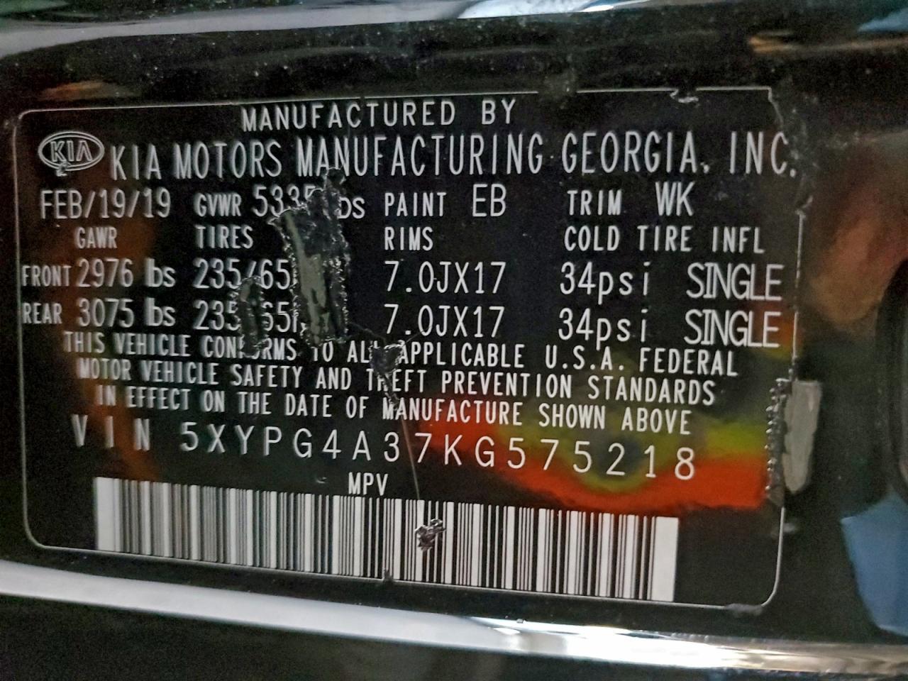 2019 KIA SORENTO