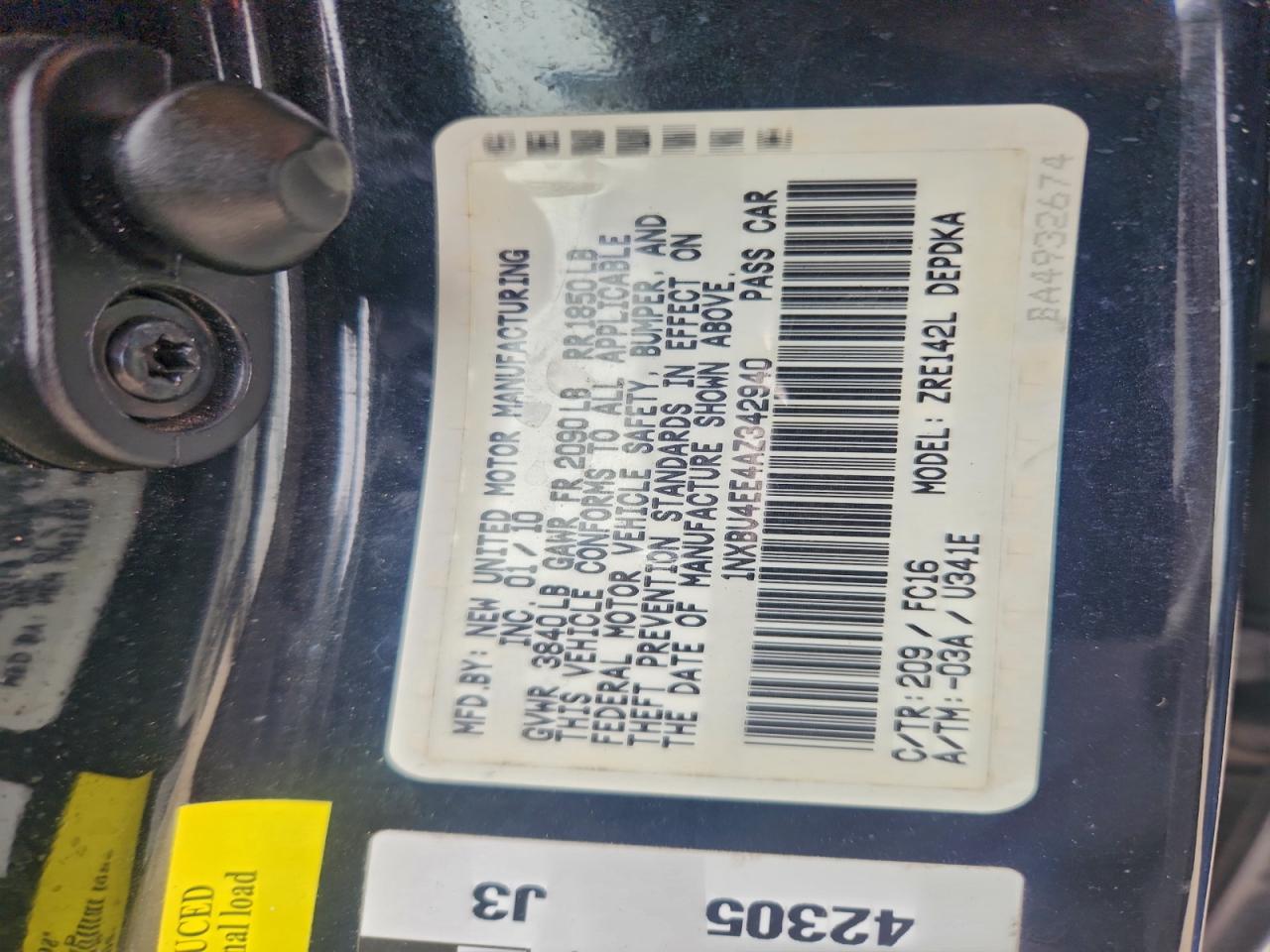 2010 TOYOTA COROLLA