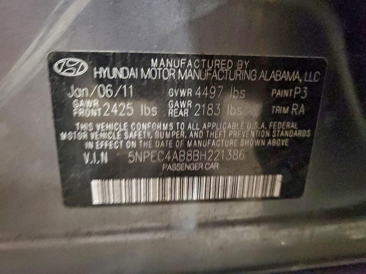 2011 HYUNDAI SONATA