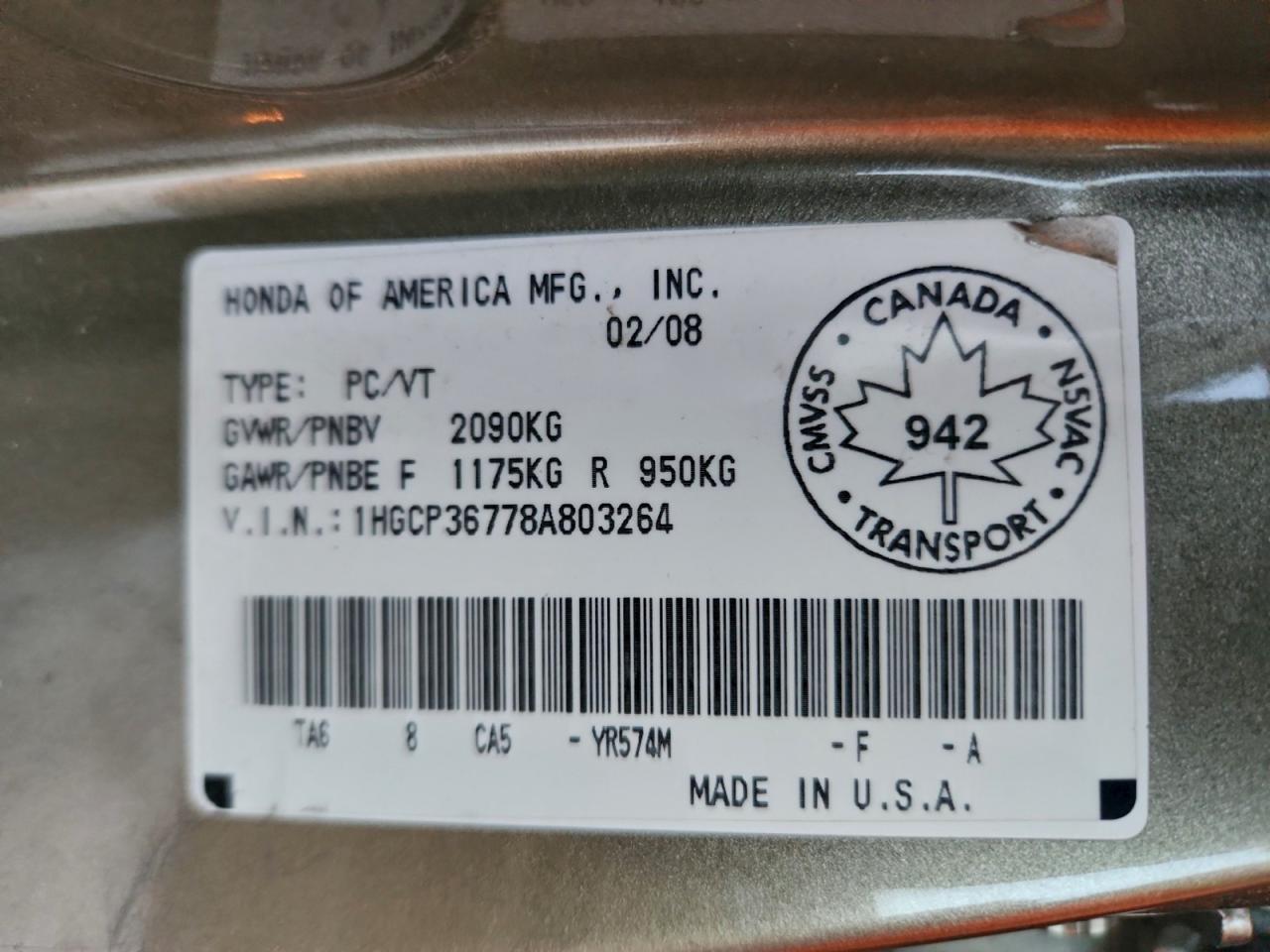 2008 HONDA ACCORD