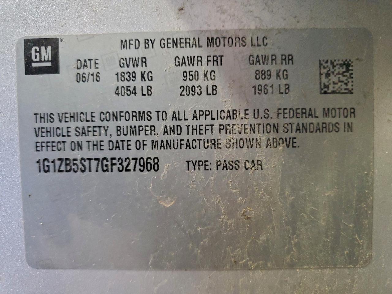 2016 CHEVROLET MALIBU