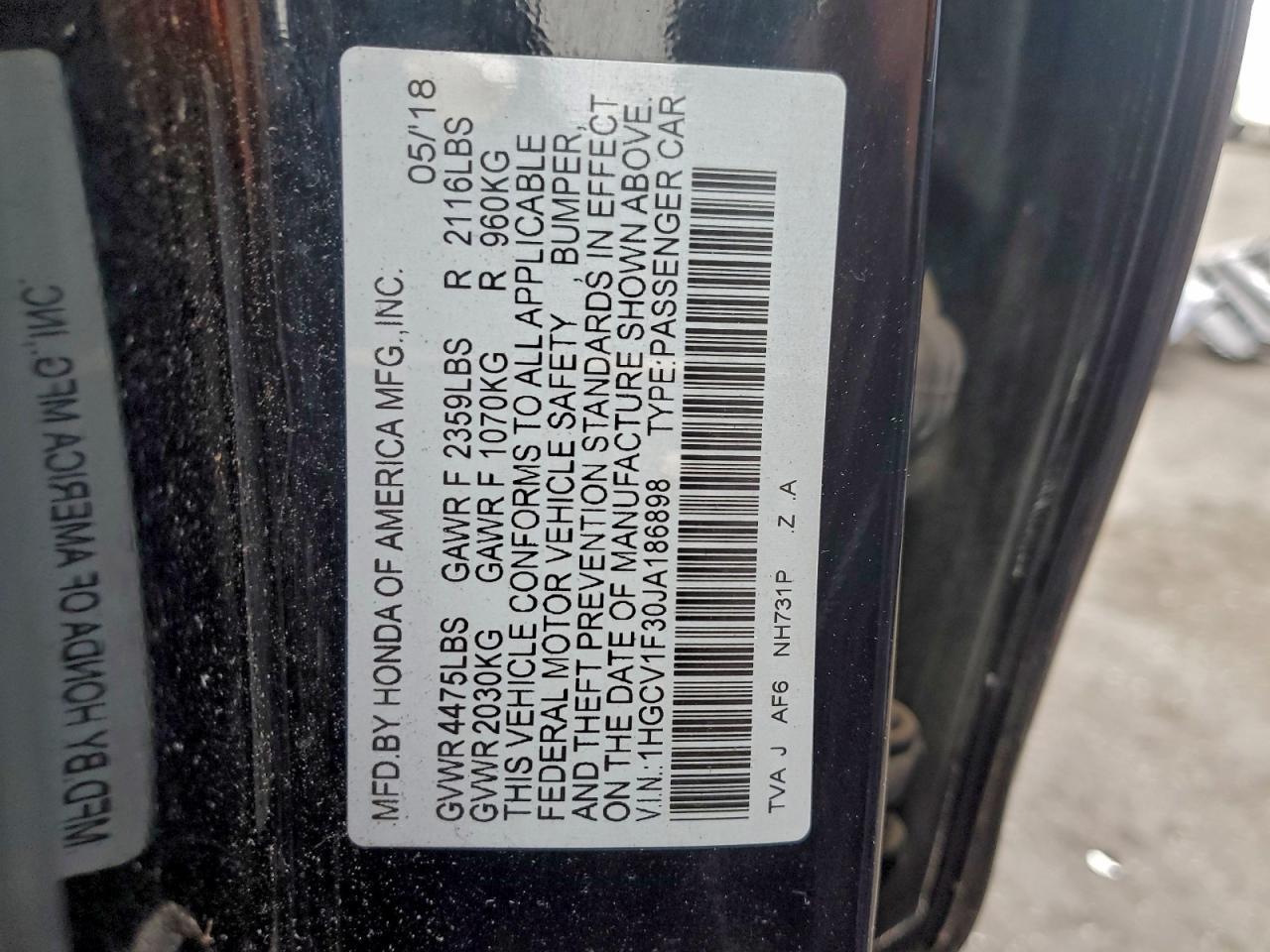 2018 HONDA ACCORD