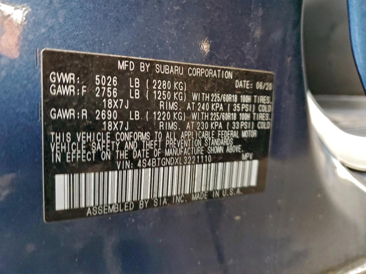 2020 SUBARU Outback