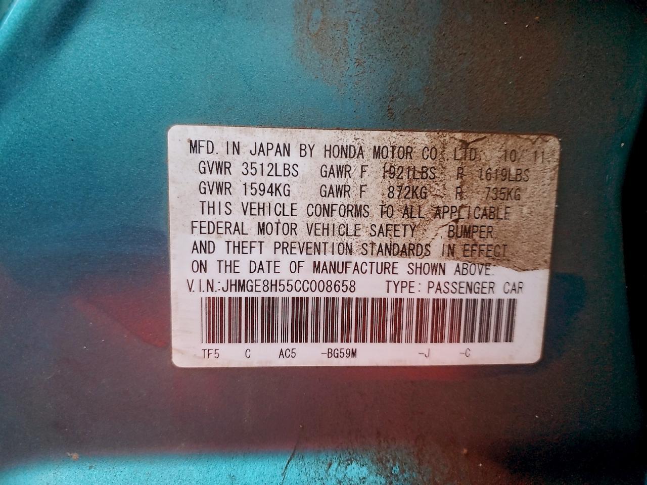 2012 HONDA FIT