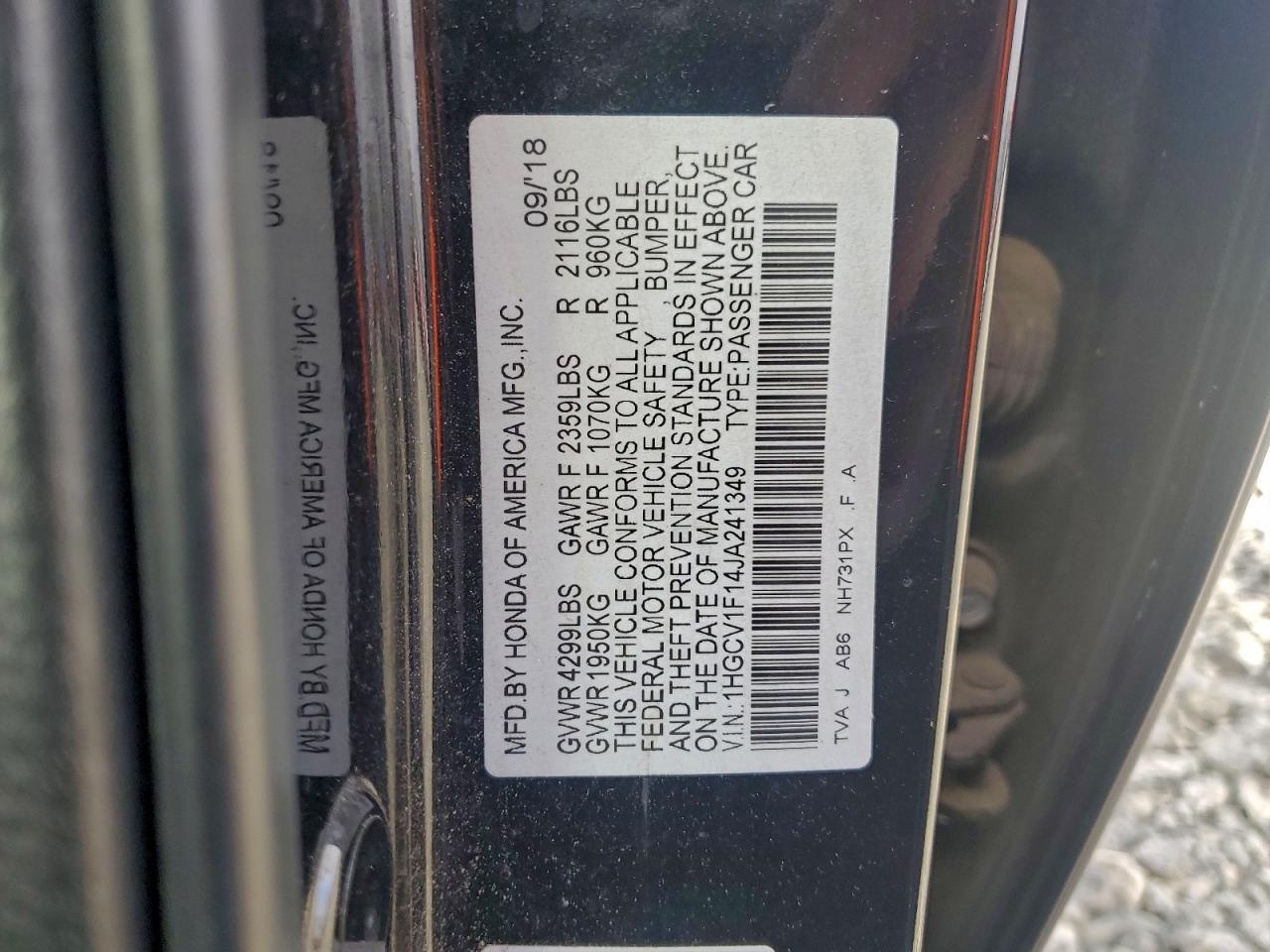 2018 HONDA ACCORD
