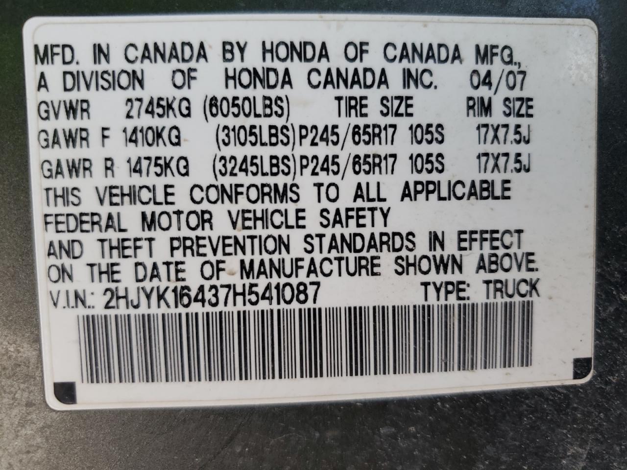 2007 HONDA Ridgeline