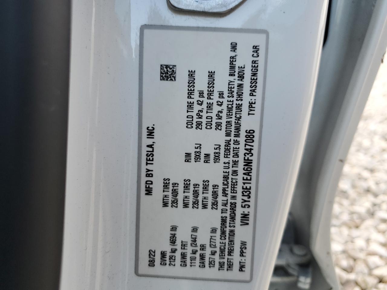 2022 TESLA MODEL 3