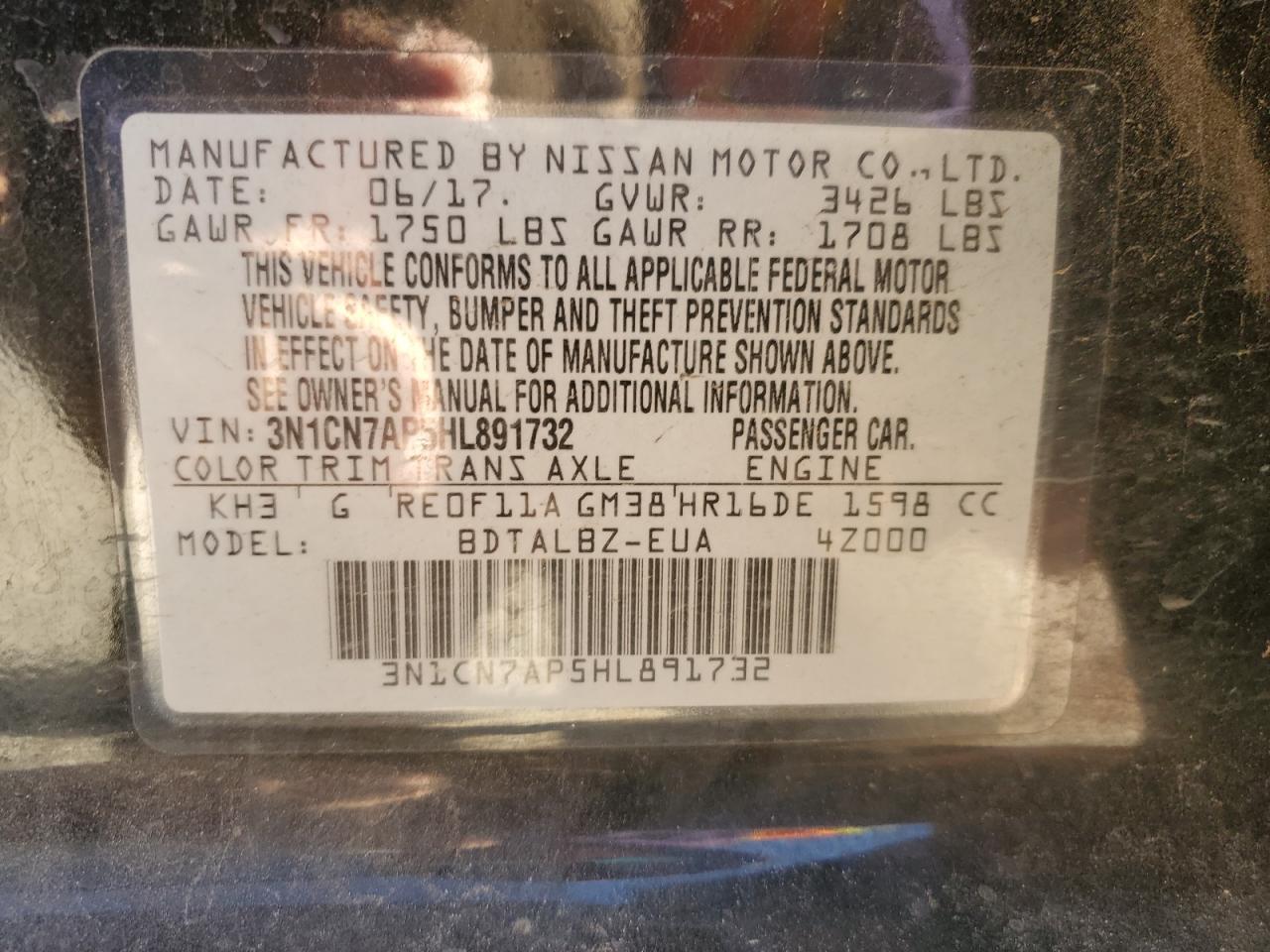 2017 NISSAN VERSA