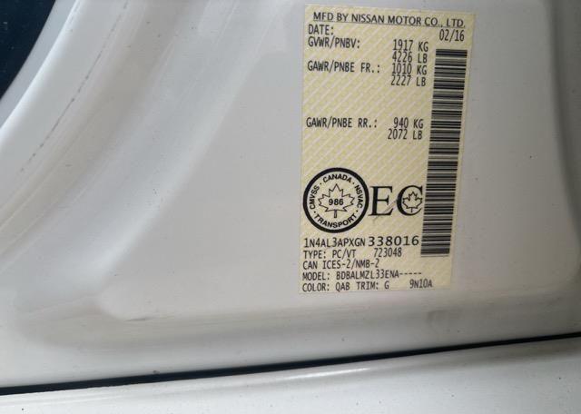 2016 NISSAN ALTIMA 2.5 S