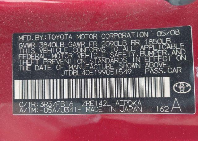 2009 TOYOTA COROLLA CE