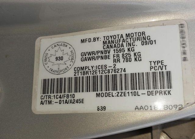 2002 TOYOTA COROLLA CE