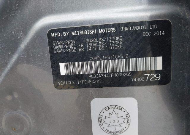 2015 MITSUBISHI MIRAGE ES