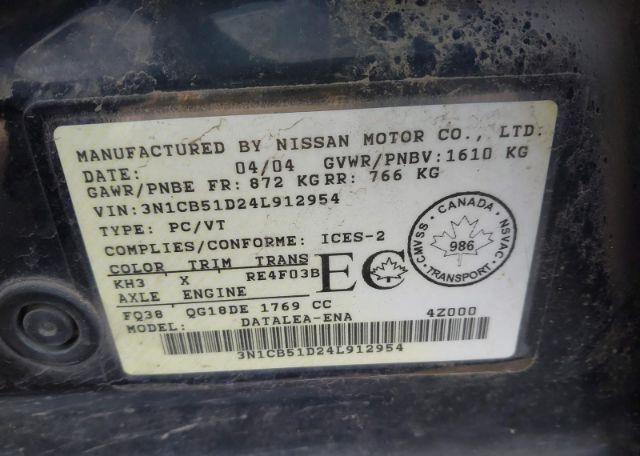 2004 NISSAN SENTRA 1.8