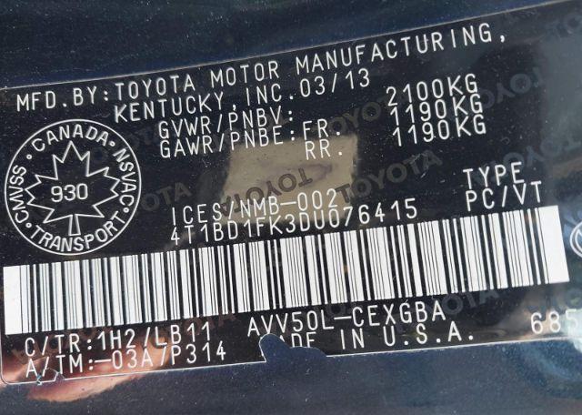 2013 TOYOTA CAMRY HYBRID