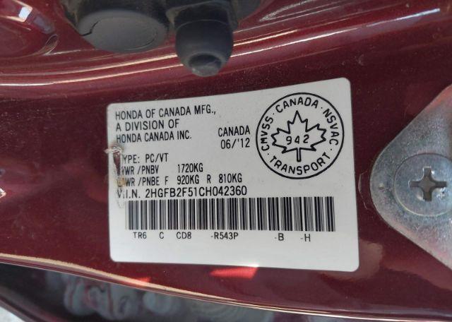 2012 HONDA CIVIC LX