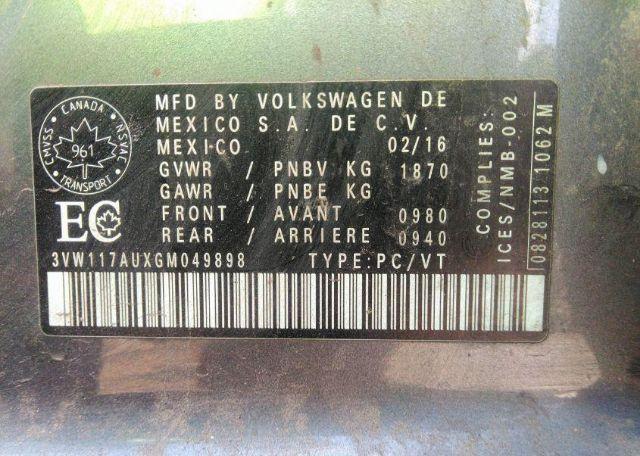 2016 VOLKSWAGEN GOLF