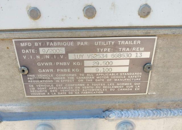 2006 UTILITY TRAILER MFG UTILITY TRAILER