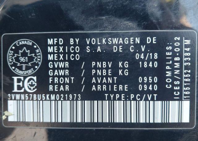 2019 VOLKSWAGEN JETTA 1.4 TSI COMFORTLINE