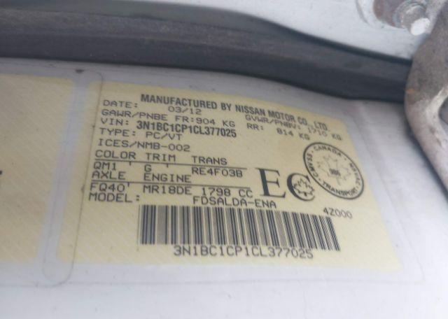 2012 NISSAN VERSA 1.8 S
