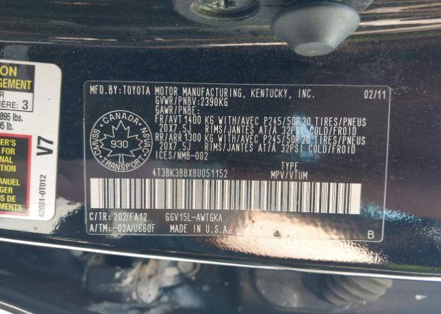 2011 TOYOTA VENZA BASE V6