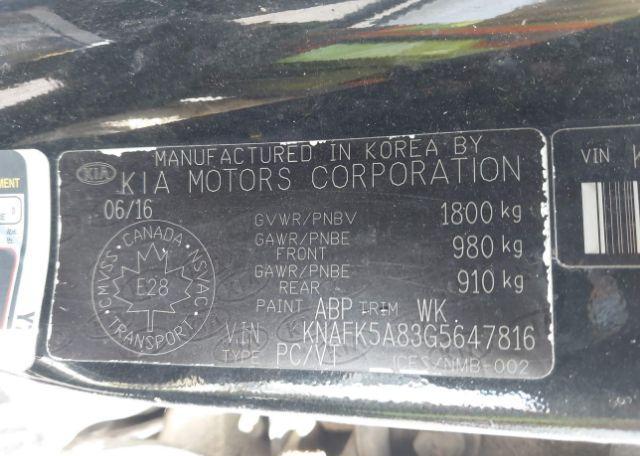 2016 KIA FORTE 2.0L EX