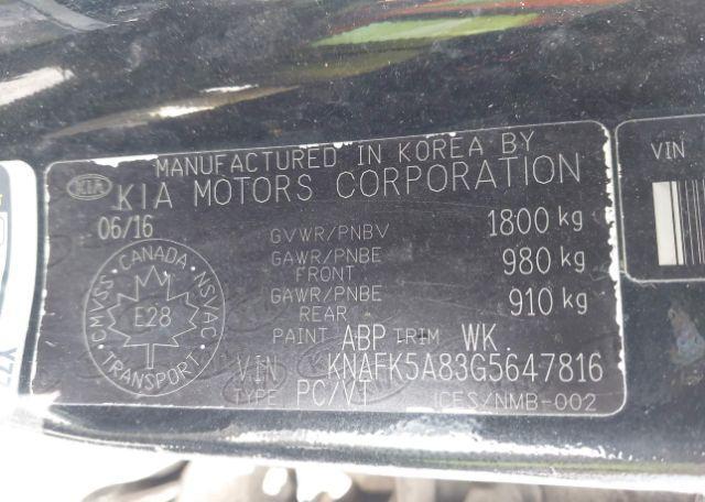 2016 KIA FORTE 2.0L EX