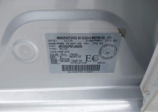 2015 NISSAN VERSA NOTE 1.6 S