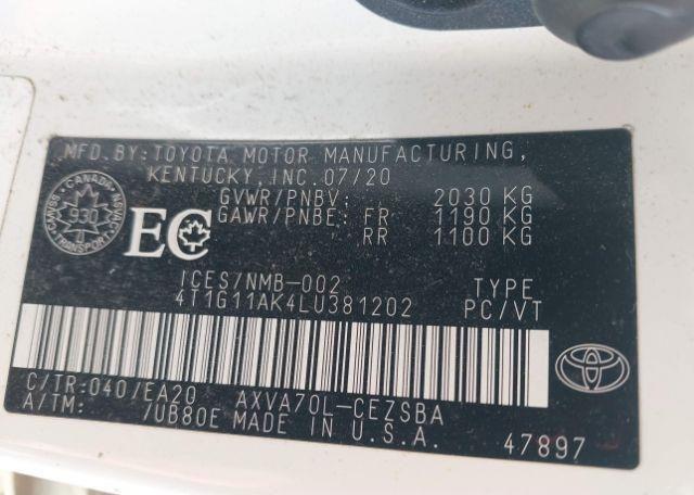 2020 TOYOTA CAMRY SE