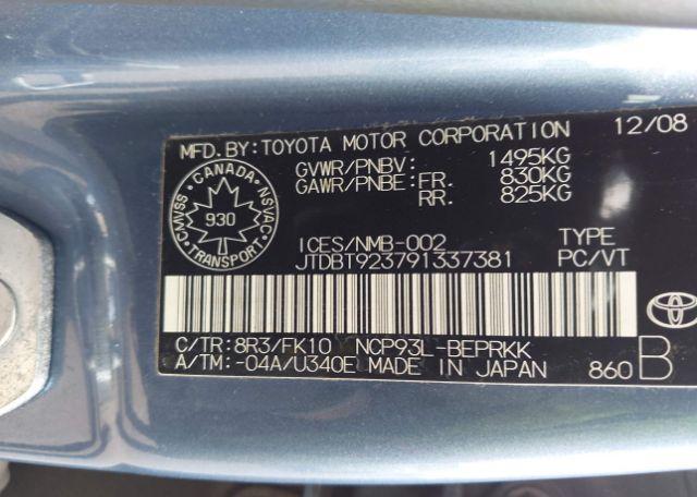 2009 TOYOTA YARIS