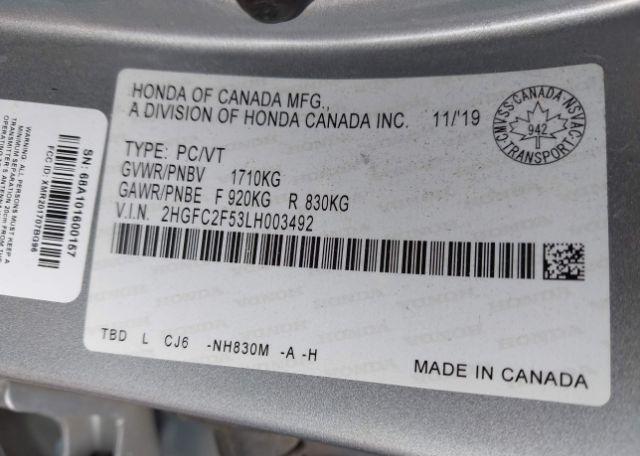 2020 HONDA CIVIC LX