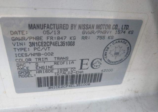 2014 NISSAN VERSA NOTE S