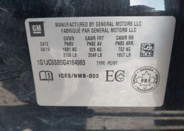 2016 CHEVROLET SONIC LT AUTO