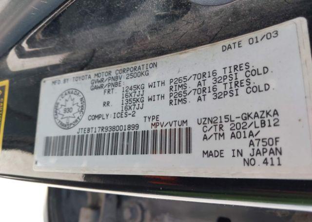 2003 TOYOTA 4RUNNER LIMITED V8