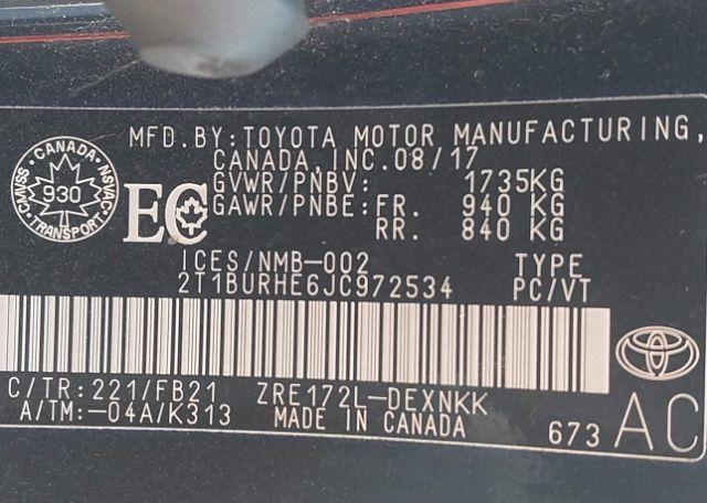 2018 TOYOTA COROLLA LE